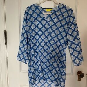 Roller Rabbit Blue and White Scallop Tunic